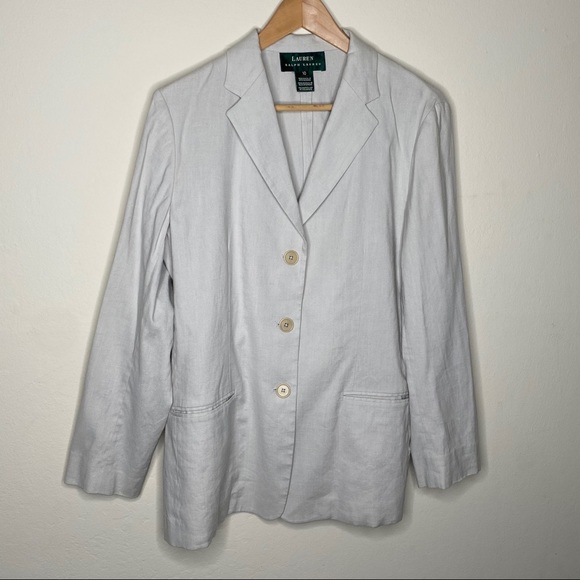 Lauren Ralph Lauren Linen Blazer Beige Women’s 10 - Picture 2 of 8